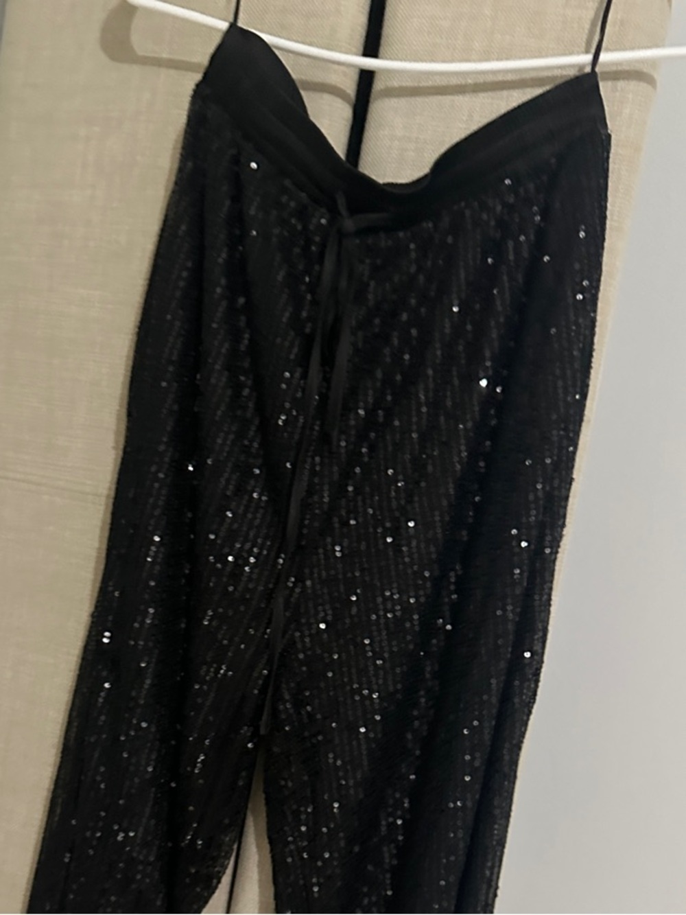 Black Sequin Wide-Leg Jumpsuit